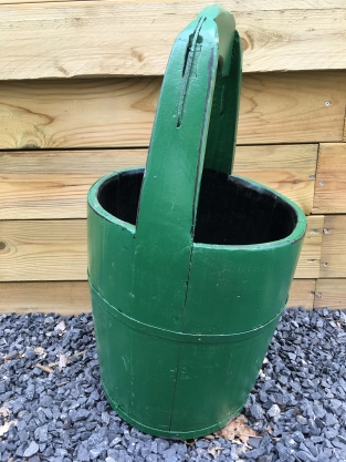 Vintage Wooden Bucket - Green - Height 60 cm